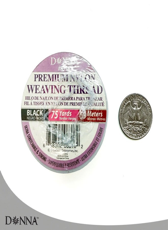 DONNA Premium Nylon Weaving Thread Spool, Black, 75 Yards, Stretchy Strong Sewing Cord, Weft Wig Braid Use - Image 2